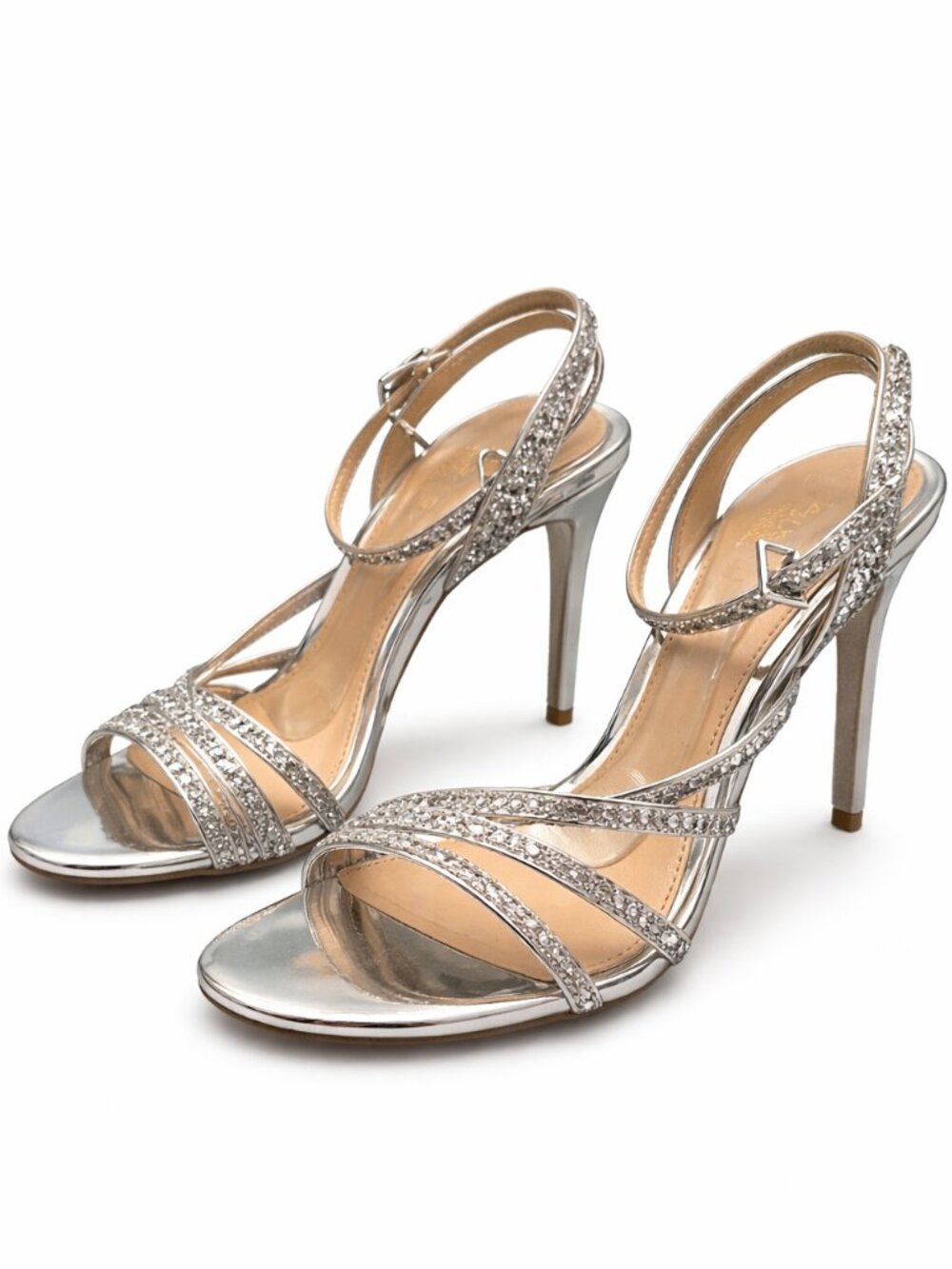 💋 Jewel Badgley Mischka Crystal Sandals** | 7.5 | 4" Heel | +Vivian Lou Insoles